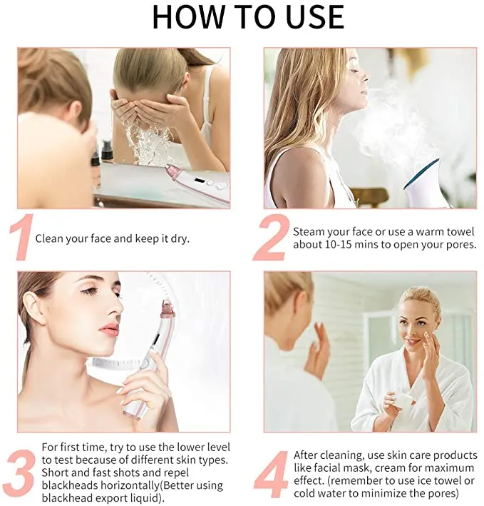 New ANLAN Swan Blackhead Vacuum Facial Pore Cleanser With Timing Function 3 Suction Levels 3 Replaceable Heads Rechargeable