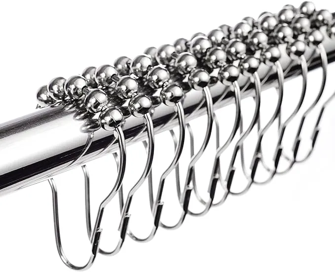 New LIHAO 12 Piece Set Rustproof Stainless Steel Shower Curtain Rings Hooks for Bathroom Shower Rod