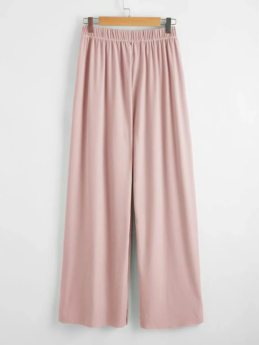 New Shein Solid Wide Leg Pants in Pink, sz L! Sooo Comfy, Flowy & Cute! Fits True!