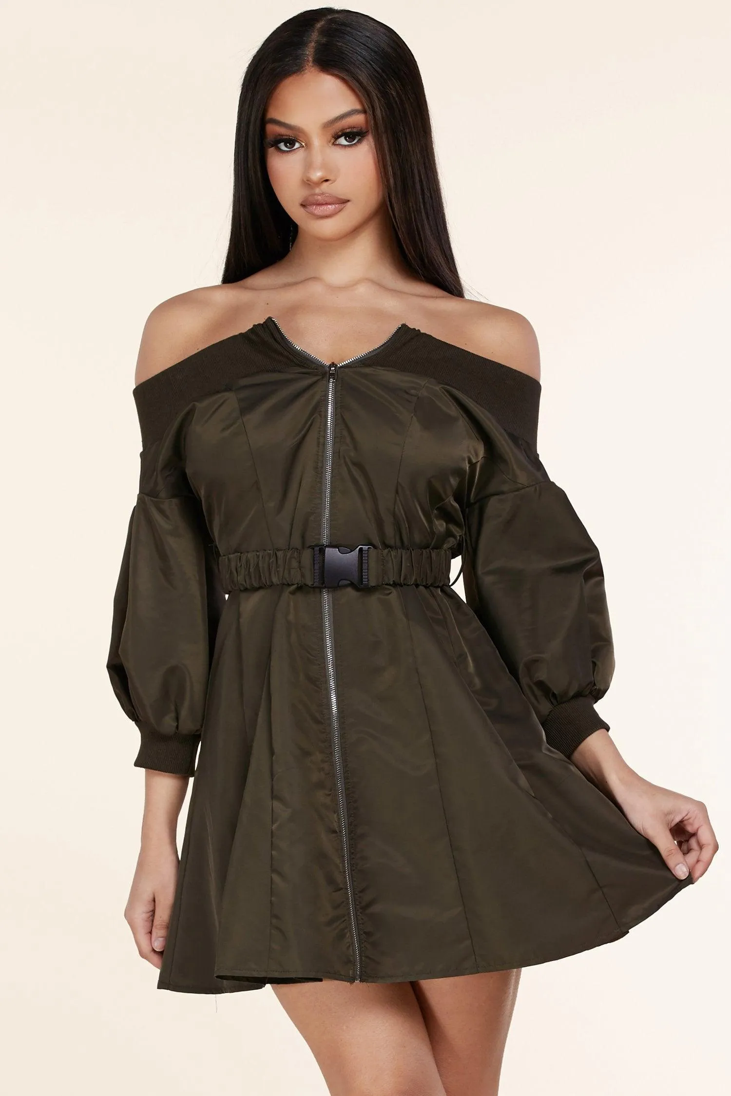 OILVE OFF SHOULDER MINI DRESS