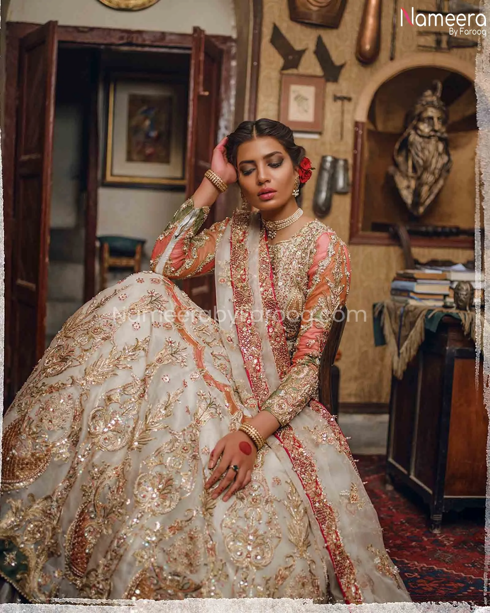 Pakistani Designer Maxi Dress with Lehenga 2021 #BR184