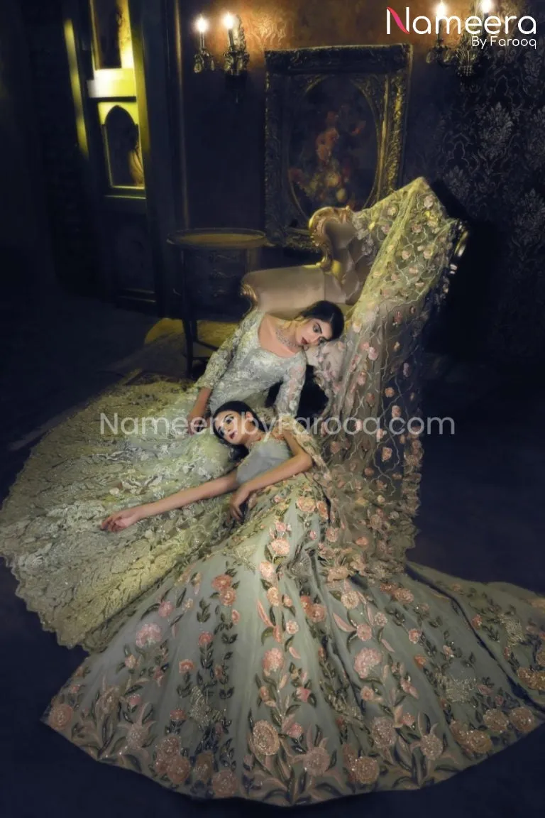 Pakistani Net Bridal Maxi Dress for Walima Online #BS94