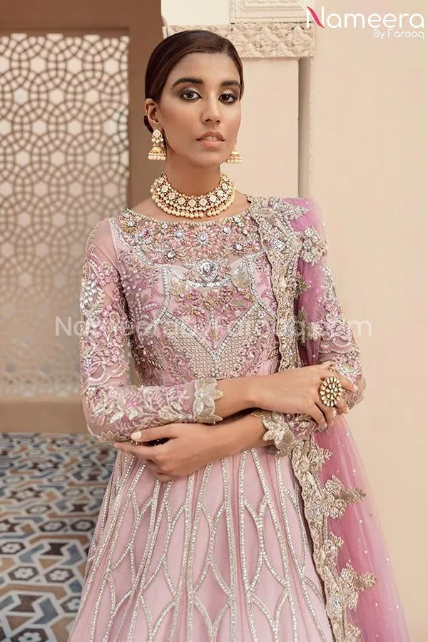 Pakistani Pishwas In Lavender Shade By Designer #PF224
