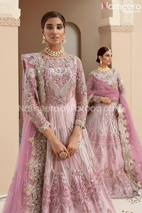 Pakistani Pishwas In Lavender Shade By Designer #PF224