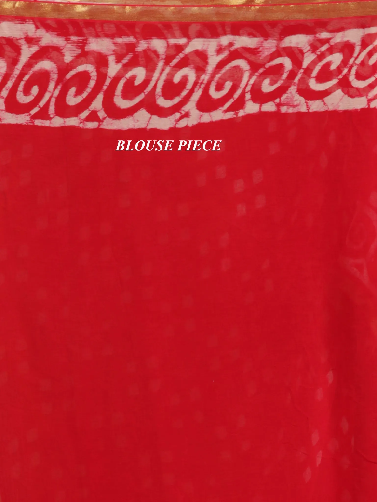 Red OffWhite Hand Block Printed Chiffon Saree With Zari Border - S031704704