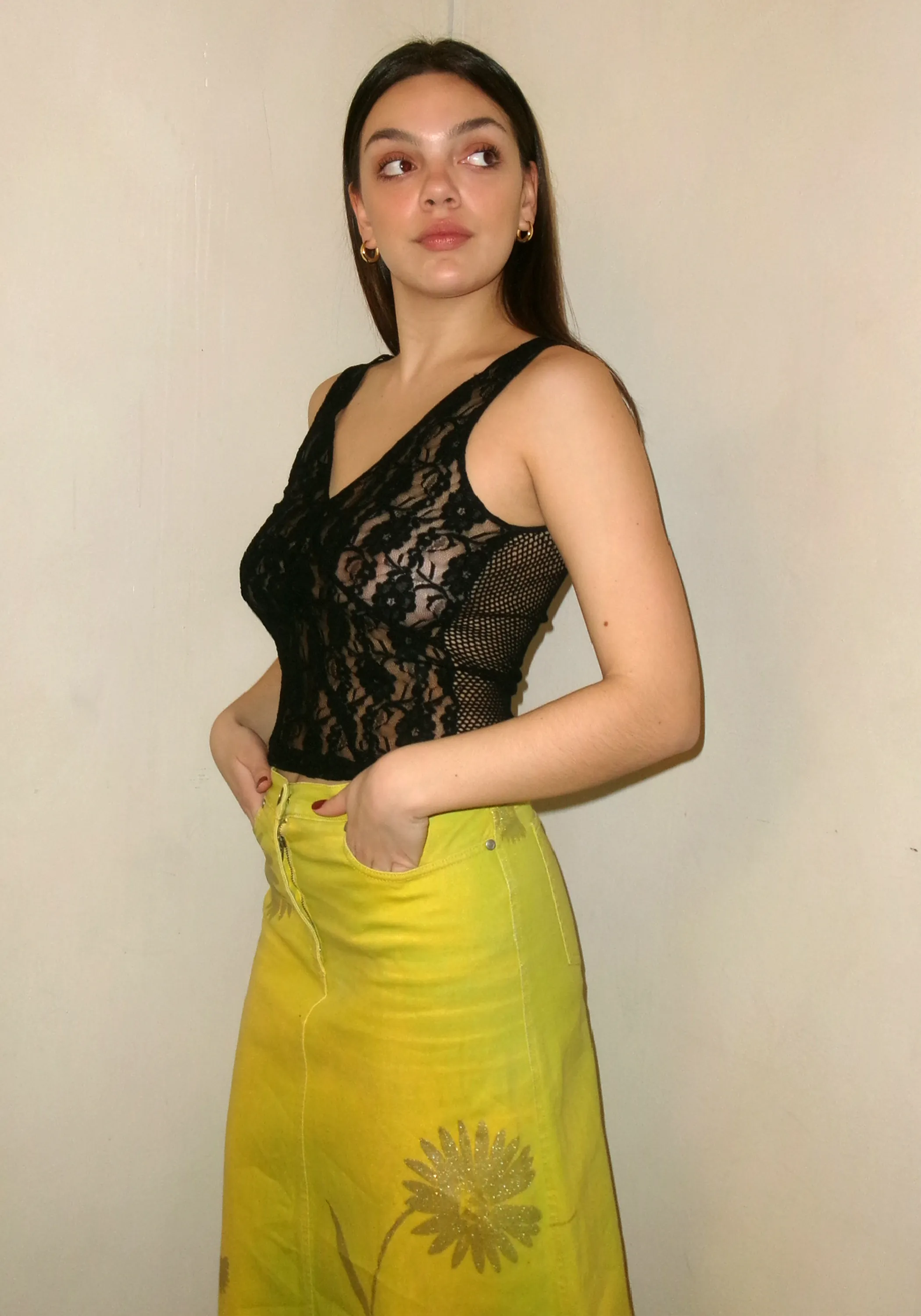 Roberto Cavalli Yellow Denim Maxi Skirt