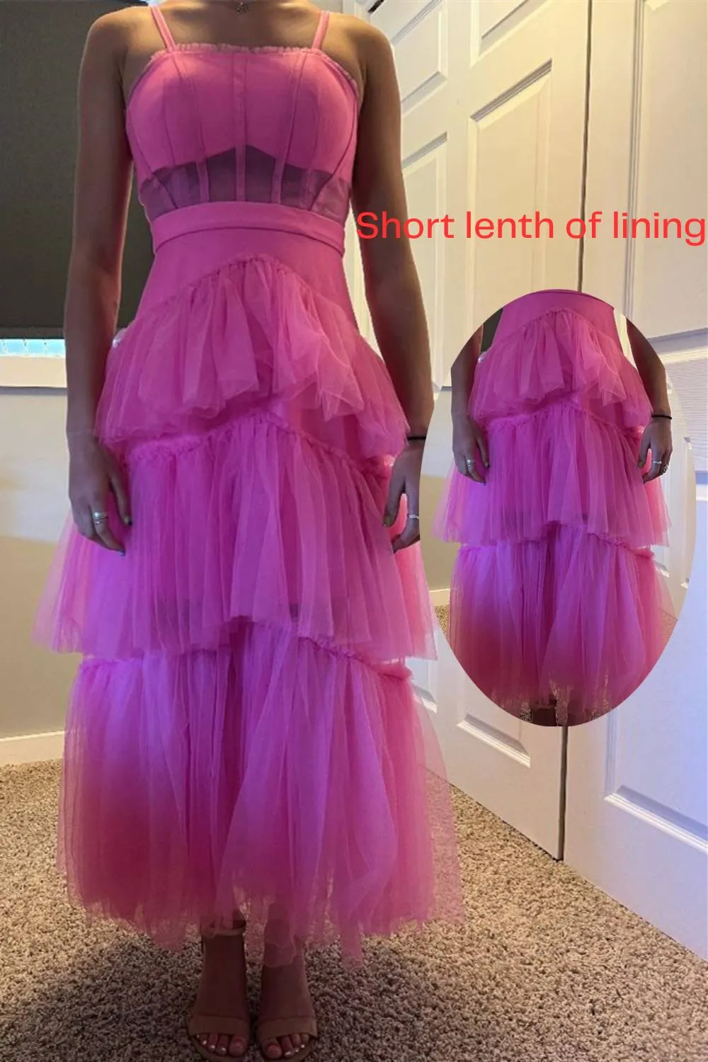 Roycebridal Princess Hot Pink Tiered Tulle Prom Dress