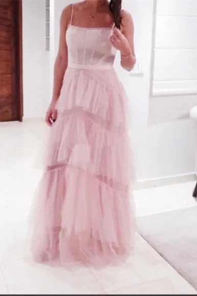 Roycebridal Princess Hot Pink Tiered Tulle Prom Dress