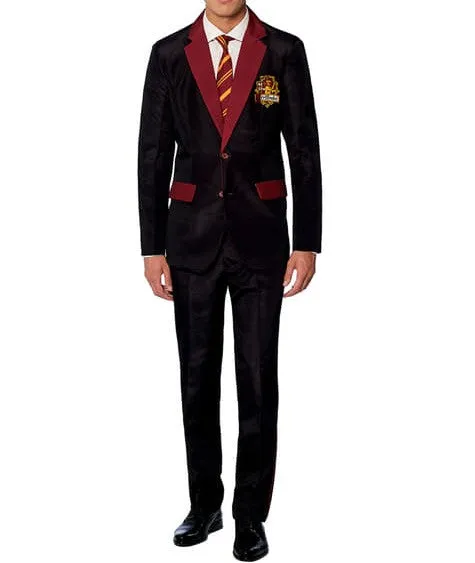 Rulercosplay Mens 2 Piece Print Suit Preppy style Jacket Slim 2 Button Blazer Pants For Party