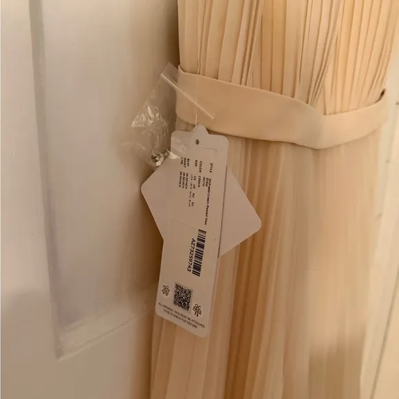 Size 8 Azazie Elegant Cream Pleated Maxi Dress