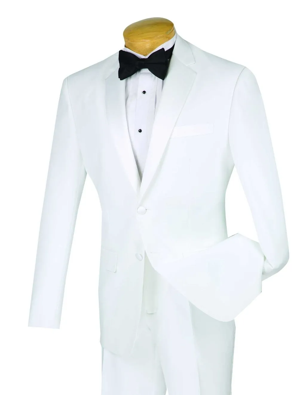 Slim Fit 2 Piece 2 Button Design Single Breasted Tuxedo (White) T-SLPP