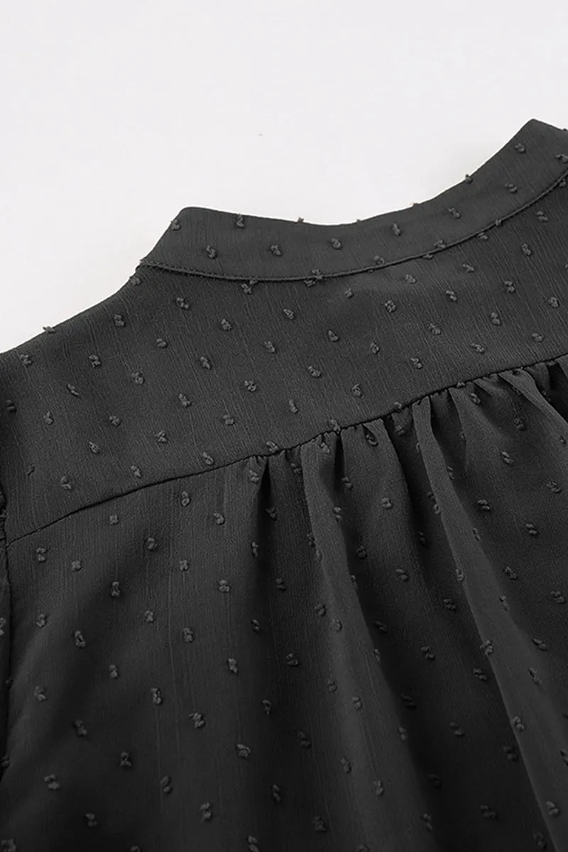 Sweet Elegant Solid Flounce Mandarin Collar Blouses(3 Colors)