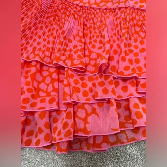 Ted Baker Pink and Orange Floral Tiered Mini Skirt - EUC - size 6