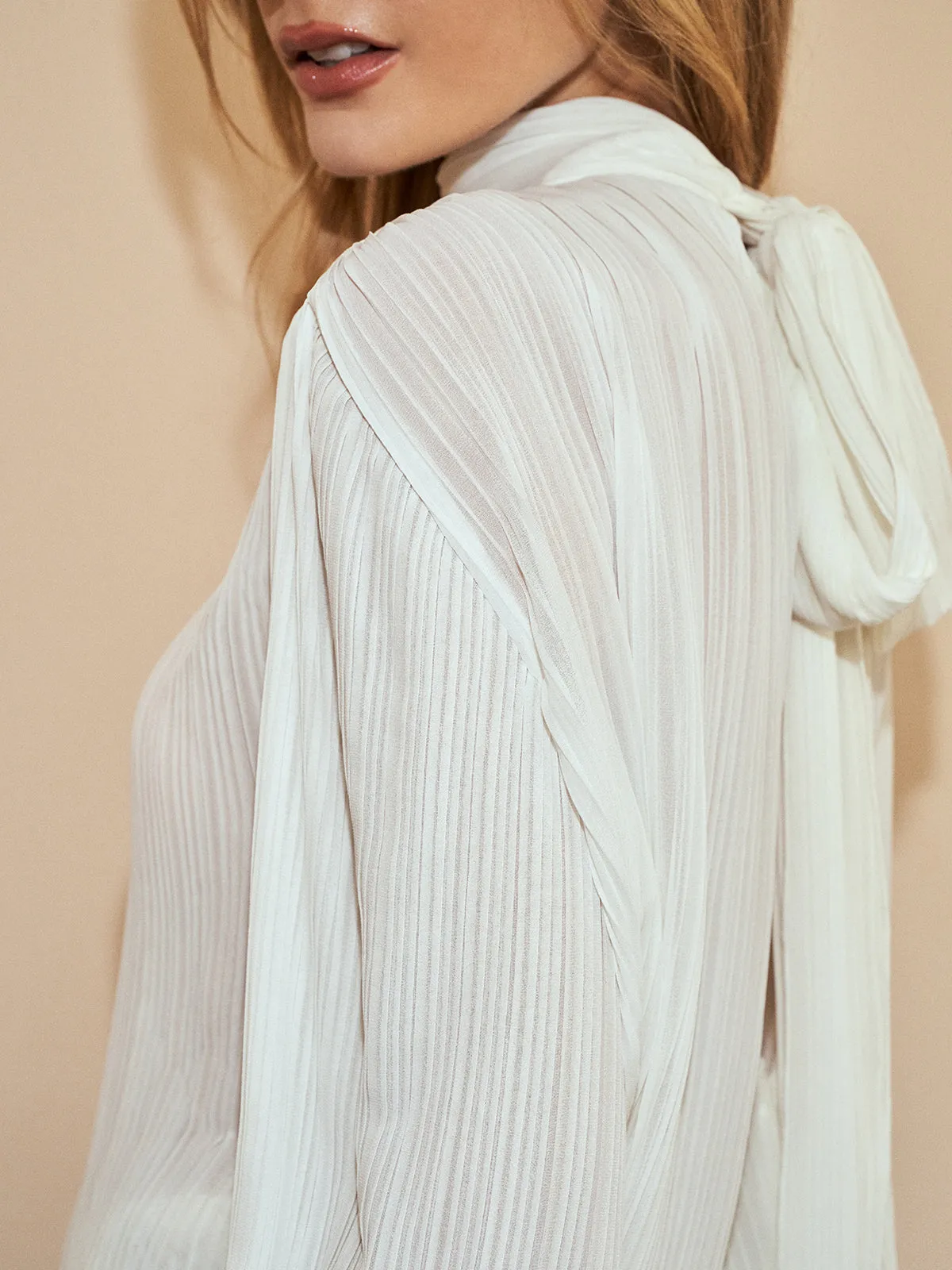 Tie Neck Chiffon Blouse