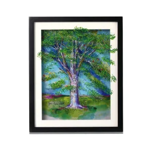 Tree of Life, Mini Hand Painted Artwork on Glass, Framed