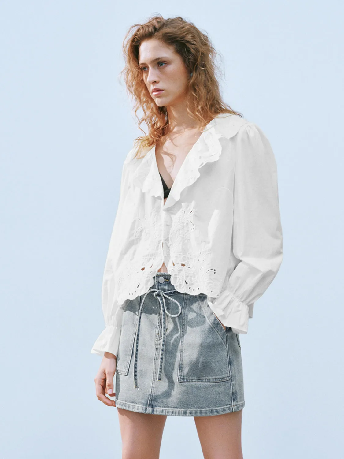 V-Neck Lace Blouses