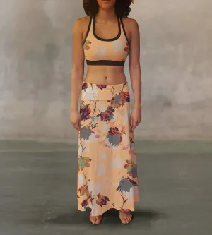 Vintage Watercolor Flowers Maxi Skirt