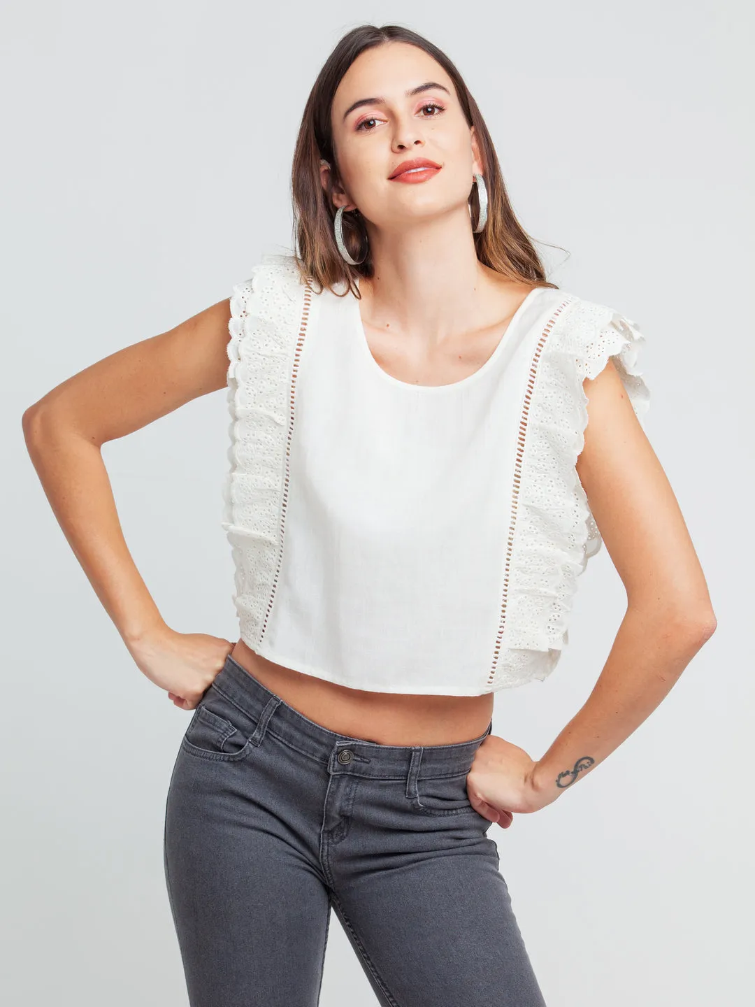 White Lace Lace Insert Top