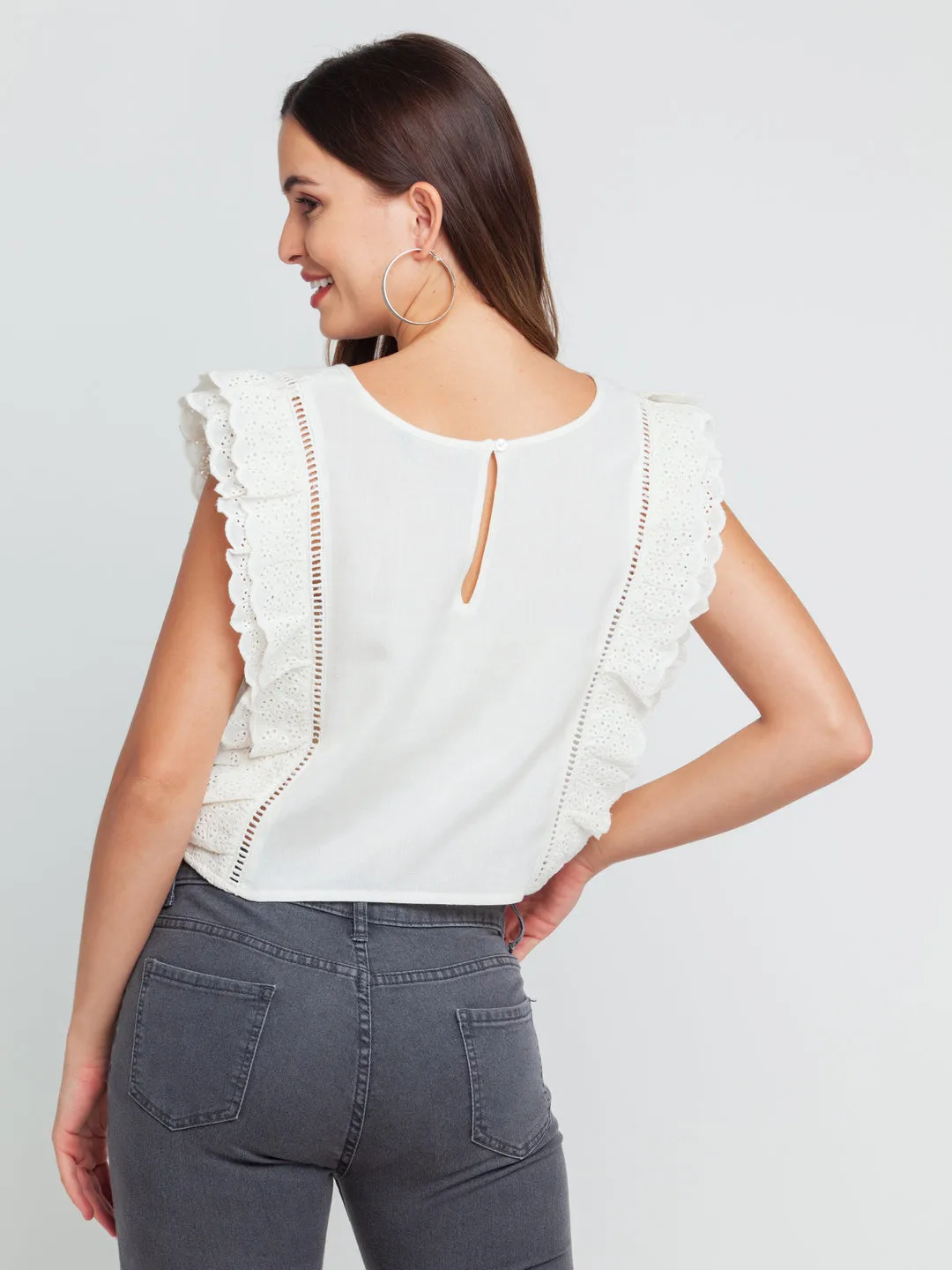 White Lace Lace Insert Top