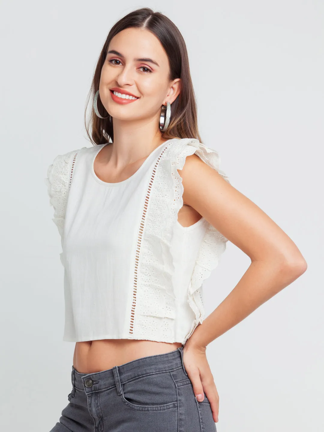 White Lace Lace Insert Top