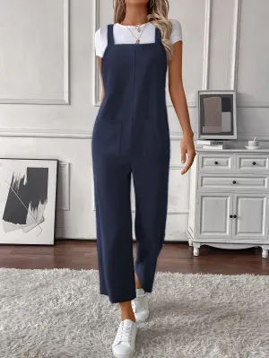 Women Overalls, Casual Pockets Wide Leg Jumpsuits