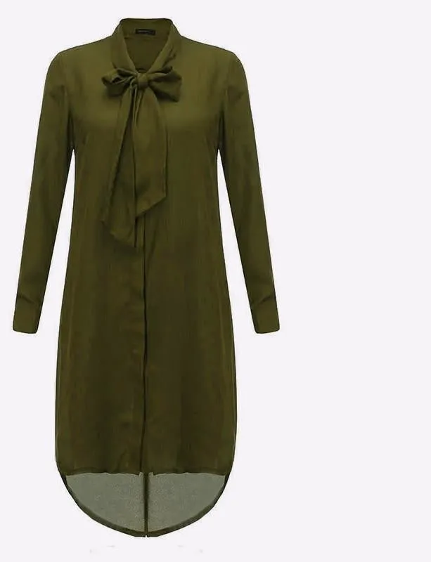 Women Shirt Dress Long Sleeve Casual Chiffon Blouses Plus Size S-5XL Tops