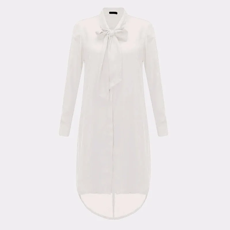 Women Shirt Dress Long Sleeve Casual Chiffon Blouses Plus Size S-5XL Tops