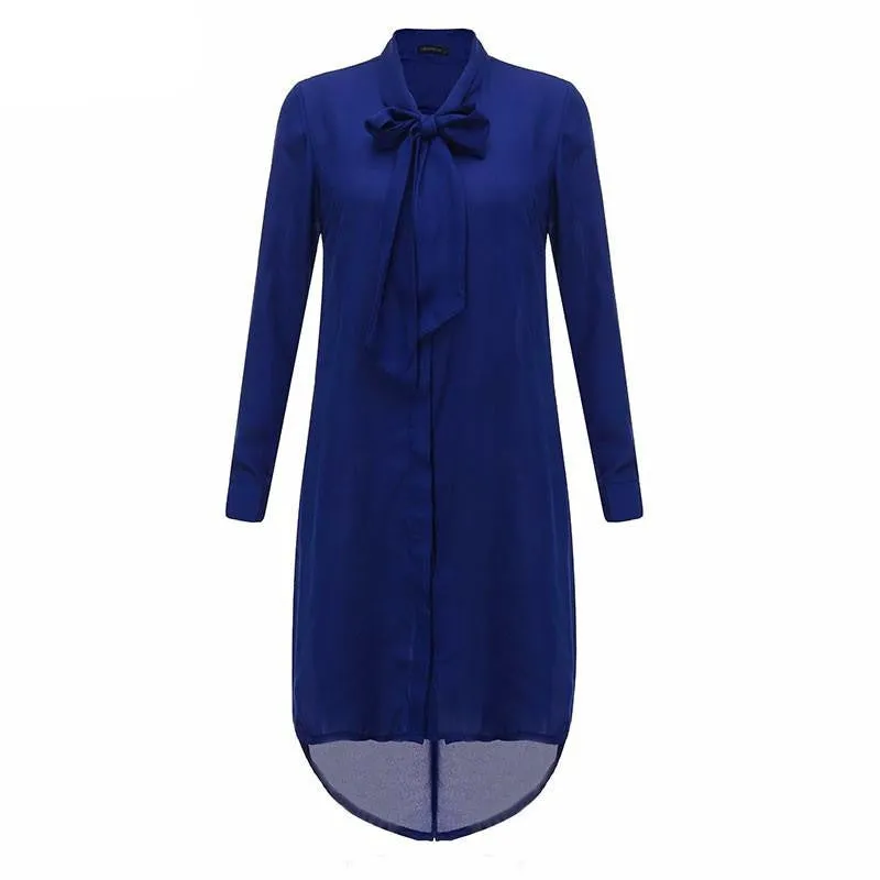 Women Shirt Dress Long Sleeve Casual Chiffon Blouses Plus Size S-5XL Tops