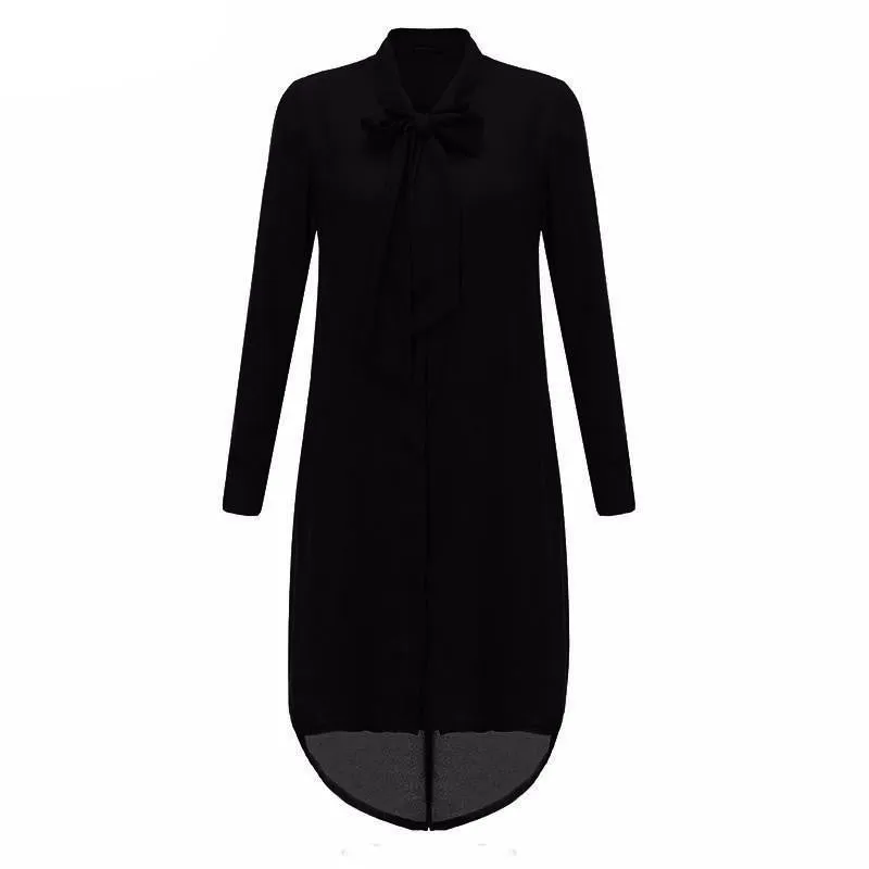 Women Shirt Dress Long Sleeve Casual Chiffon Blouses Plus Size S-5XL Tops